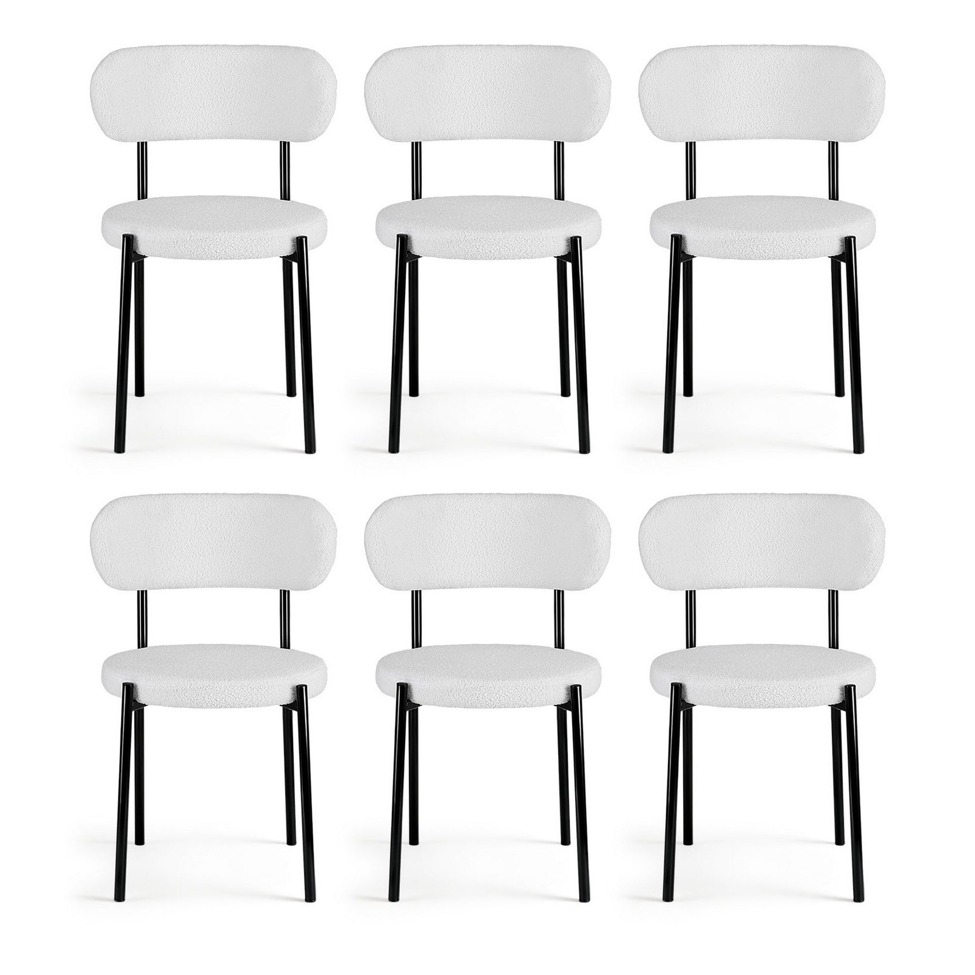Artiss Dining Chairs Set of 6 Sherpa Boucle White Awezingly
