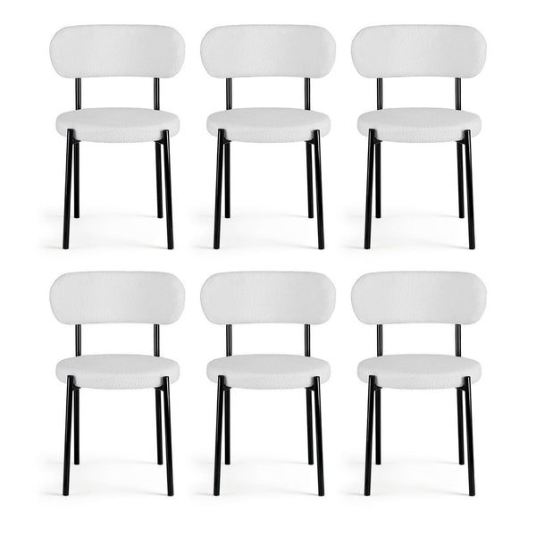 Artiss Dining Chairs Set of 6 Sherpa Boucle White Awezingly