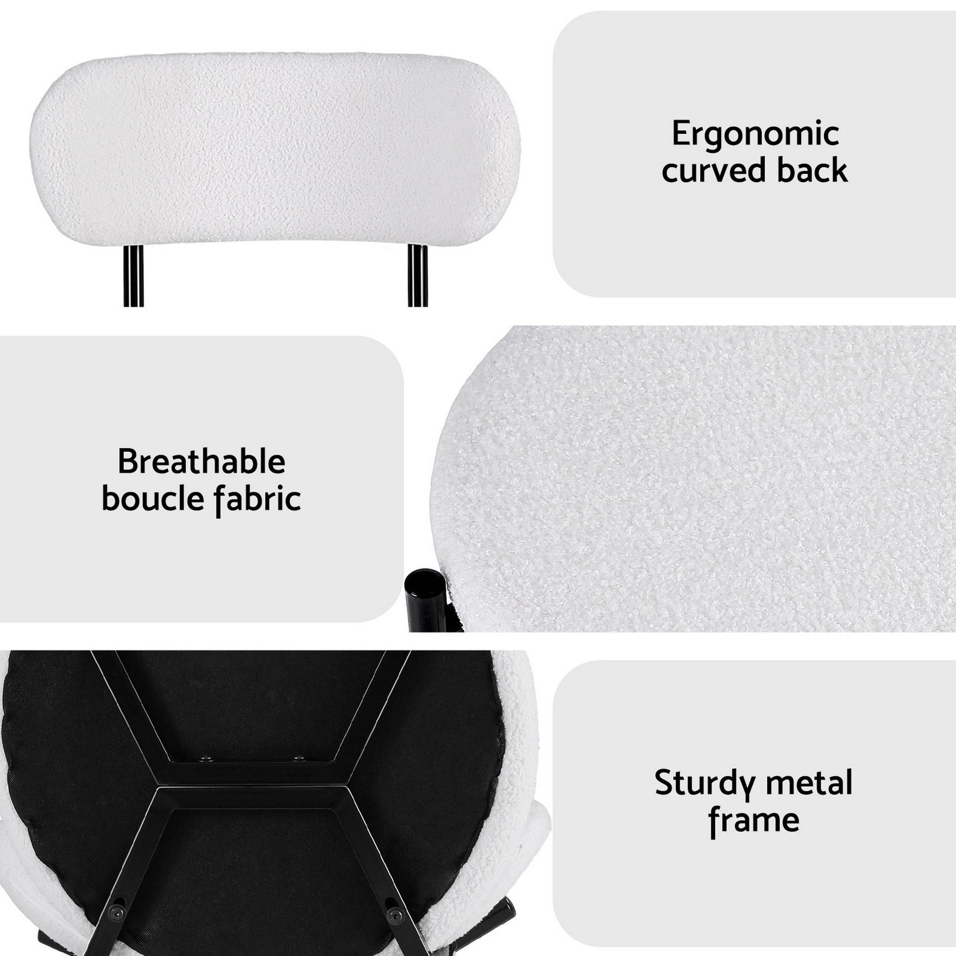 Artiss Dining Chairs Set of 6 Sherpa Boucle White Awezingly