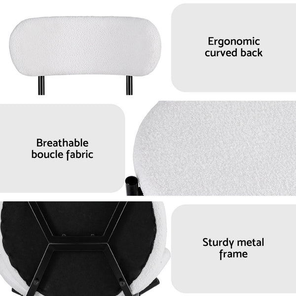Artiss Dining Chairs Set of 6 Sherpa Boucle White Awezingly