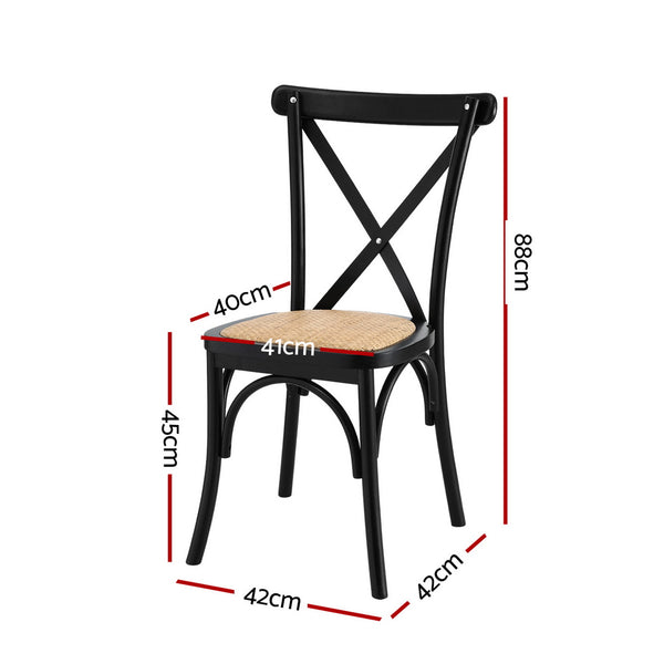 Artiss 2x Dining Chairs Rattan Wooden Kitchen Accent Chair Cafe Lounge Rubber Wood Awezingly