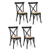 Artiss 4x Dining Chairs Rattan Wooden Kitchen Accent Chair Cafe Lounge Rubber Wood