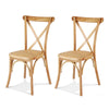 Artiss 2x Dining Chairs Rattan Wooden Kitchen Accent Chair Cafe Lounge Rubber Wood
