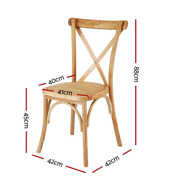 Artiss 4x Dining Chairs Rattan Wooden Kitchen Accent Chair Cafe Lounge Rubber Wood Awezingly