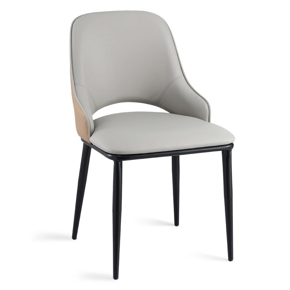 Artiss 1x Dining Chair Hollow PU Leather Kitchen Lounge Cafe Accent Chairs Grey Awezingly