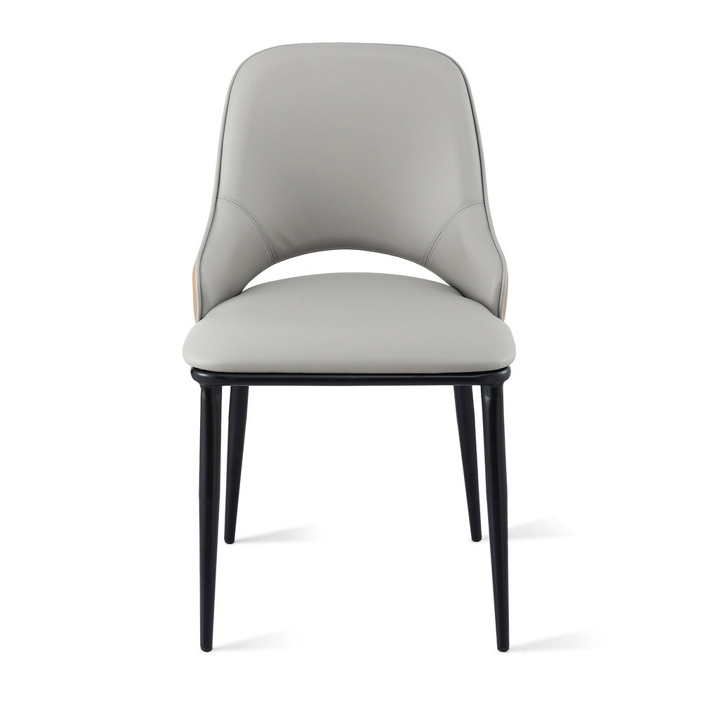 Artiss 1x Dining Chair Hollow PU Leather Kitchen Lounge Cafe Accent Chairs Grey Awezingly