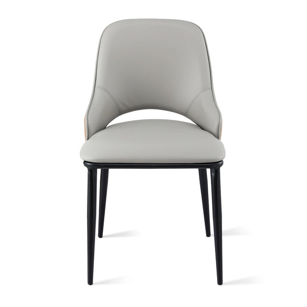 Artiss 1x Dining Chair Hollow PU Leather Kitchen Lounge Cafe Accent Chairs Grey Awezingly