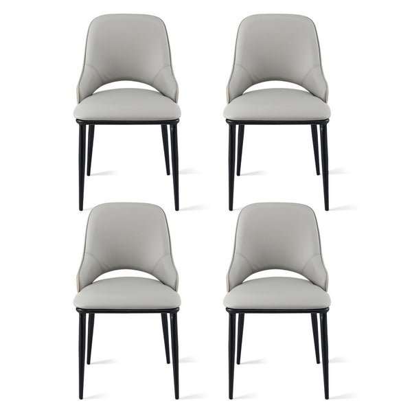 Artiss 4x Dining Chairs Hollow PU Leather Kitchen Lounge Cafe Accent Chair Grey Awezingly