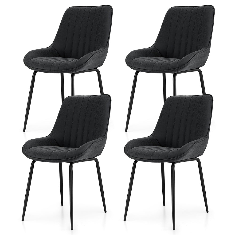 Artiss 4x Dining Chairs Retro PU Leather Kitchen Lounge Cafe Accent Chair Black Awezingly