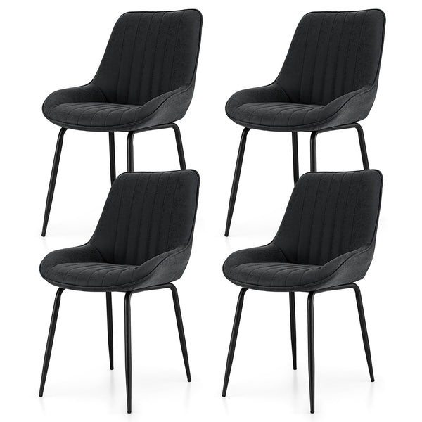 Artiss 4x Dining Chairs Retro PU Leather Kitchen Lounge Cafe Accent Chair Black Awezingly