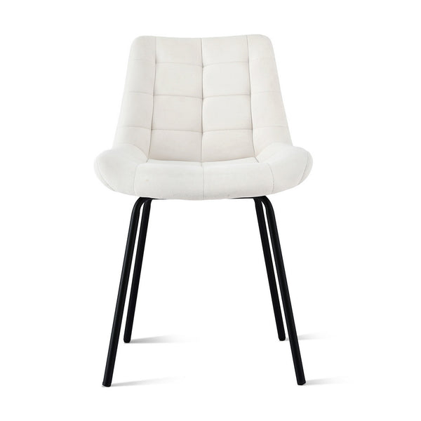 Artiss 2x Dining Chairs Velvet Tufted Kitchen Lounge Cafe Accent Chair Beige Awezingly