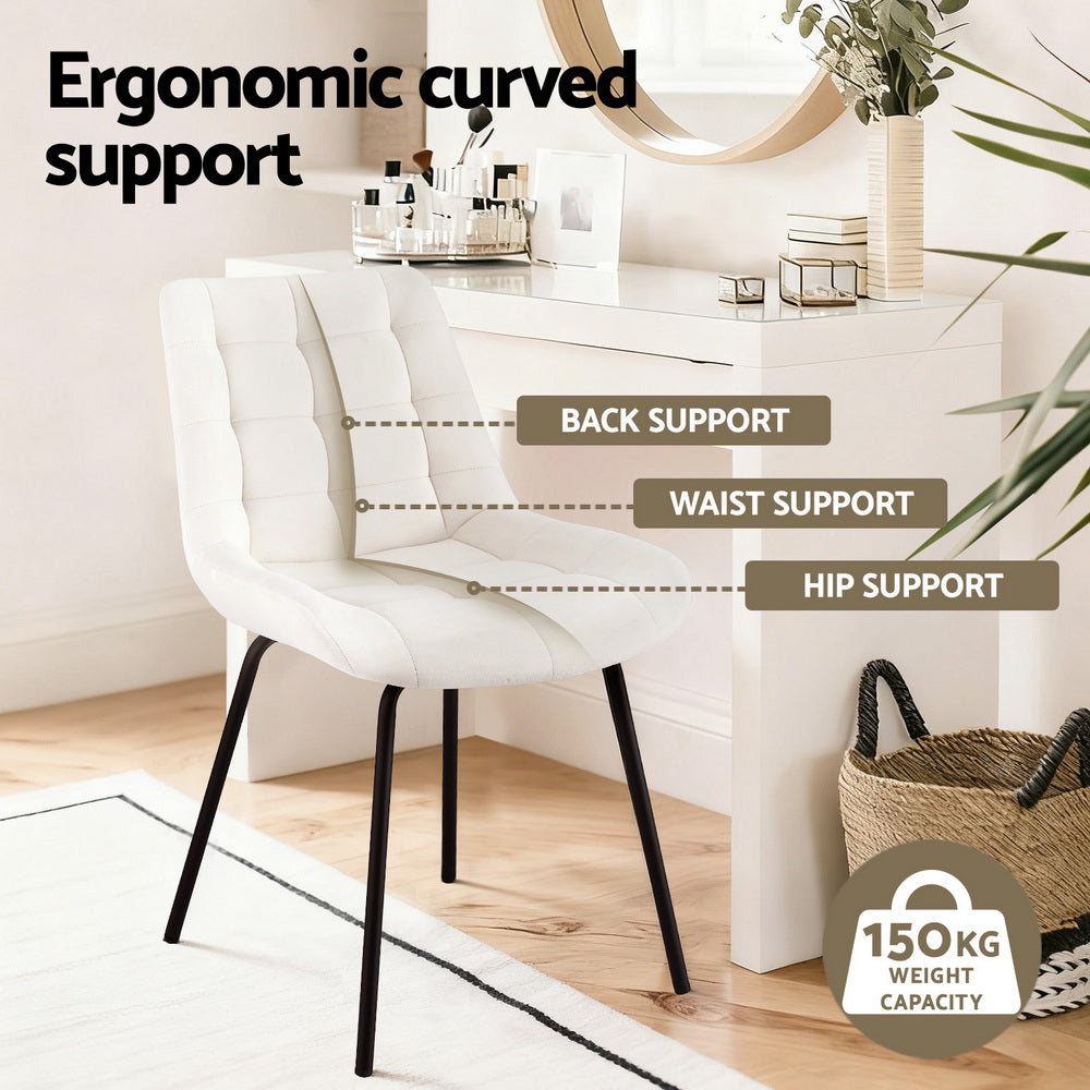 Artiss 2x Dining Chairs Velvet Tufted Kitchen Lounge Cafe Accent Chair Beige Awezingly