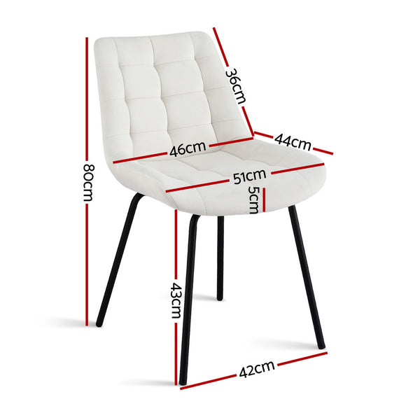 Artiss 4x Dining Chairs Velvet Tufted Kitchen Lounge Cafe Accent Chair Beige Awezingly