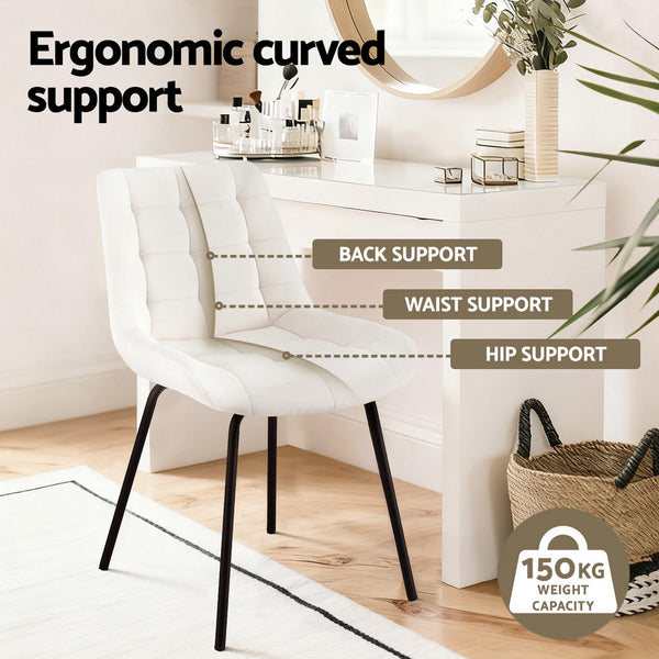 Artiss 4x Dining Chairs Velvet Tufted Kitchen Lounge Cafe Accent Chair Beige Awezingly