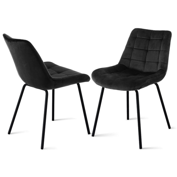 Artiss 2x Dining Chairs Velvet Tufted Kitchen Lounge Cafe Accent Chair Black Awezingly