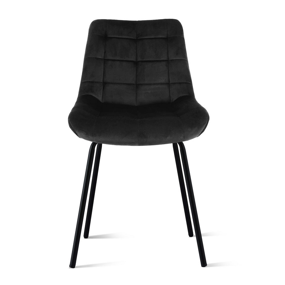 Artiss 2x Dining Chairs Velvet Tufted Kitchen Lounge Cafe Accent Chair Black Awezingly