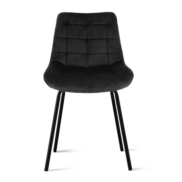 Artiss 2x Dining Chairs Velvet Tufted Kitchen Lounge Cafe Accent Chair Black Awezingly