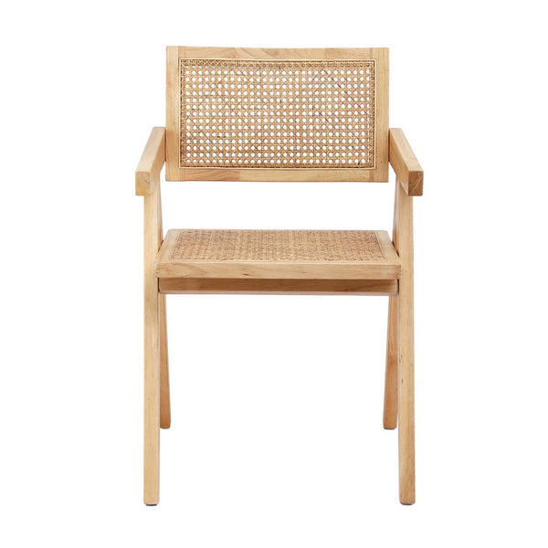 Artiss 1x Dining Chair Wooden Rattan Seat Rubber Wood Frame Awezingly