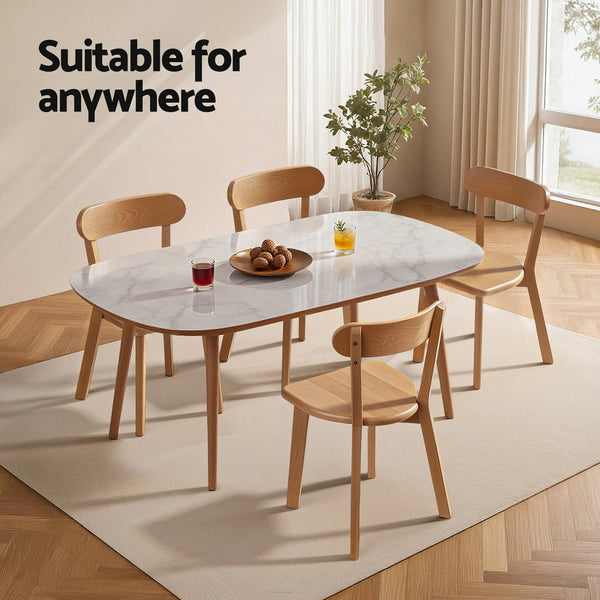 Artiss 2x Dining Chairs Wooden Kitchen Accent Chair Cafe Lounge Rubber Wood Awezingly