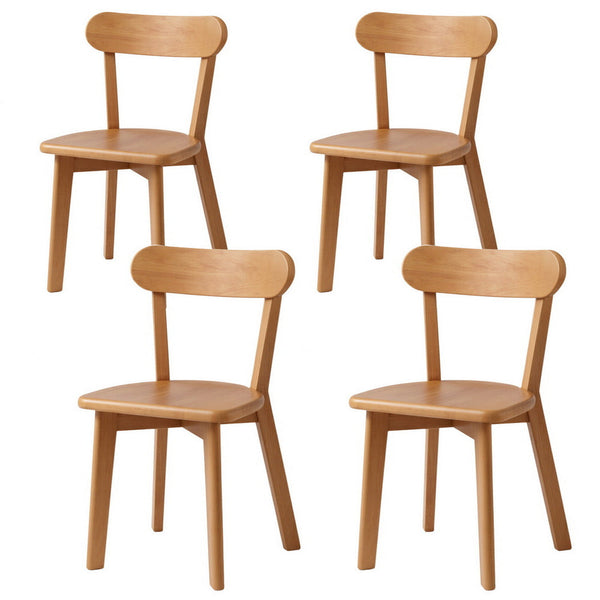 Artiss 4x Dining Chairs Wooden Kitchen Accent Chair Cafe Lounge Rubber Wood Awezingly