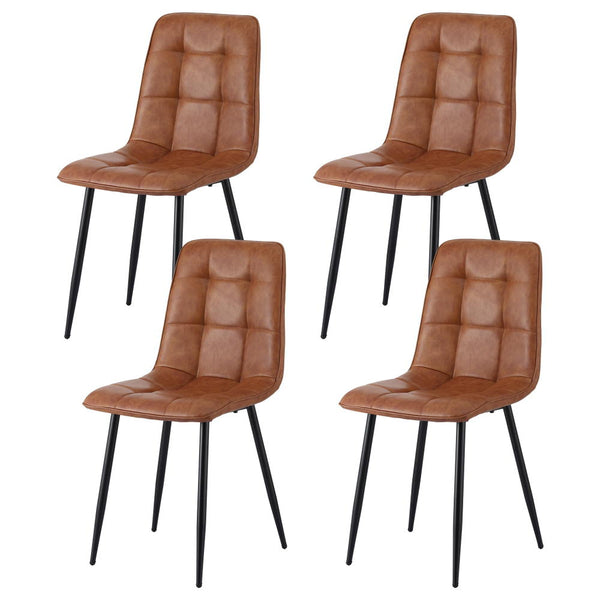 Artiss 4x Dining Chairs Retro PU Leather Kitchen Lounge Cafe Accent Chair Brown Awezingly