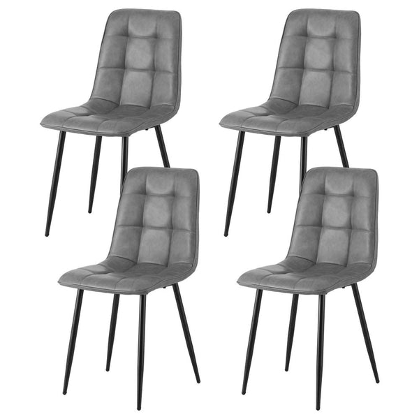 Artiss 4x Dining Chairs Retro PU Leather Kitchen Lounge Cafe Accent Chair Grey Awezingly