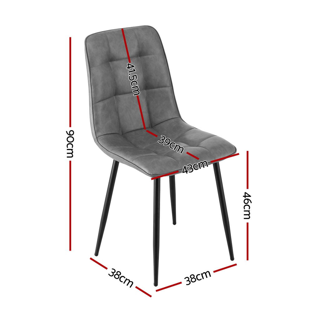Artiss 4x Dining Chairs Retro PU Leather Kitchen Lounge Cafe Accent Chair Grey Awezingly