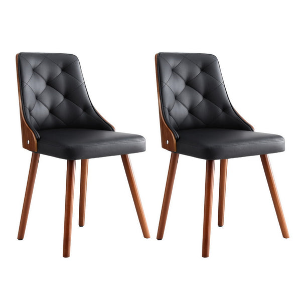 1 Set of 2 Artiss Dining Chairs Black PU Artiss