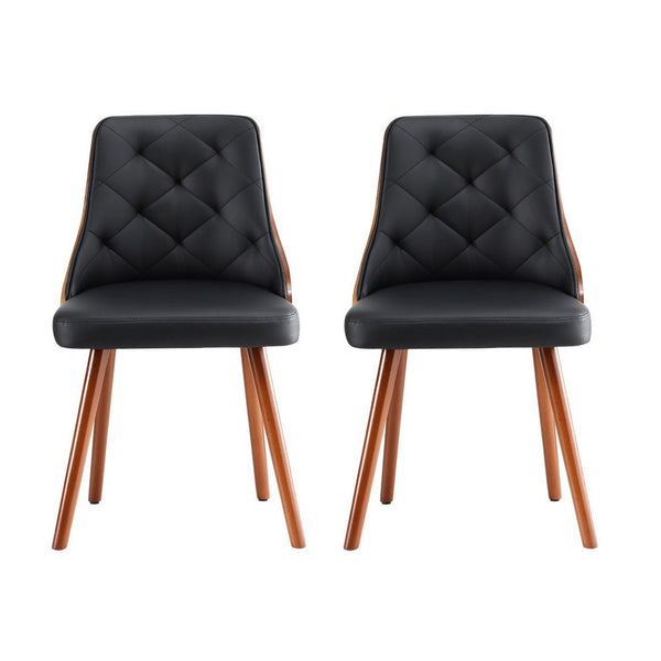 1 Set of 2 Artiss Dining Chairs Black PU Artiss