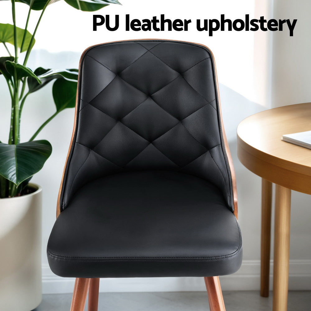 1 Set of 2 Artiss Dining Chairs Black PU Artiss