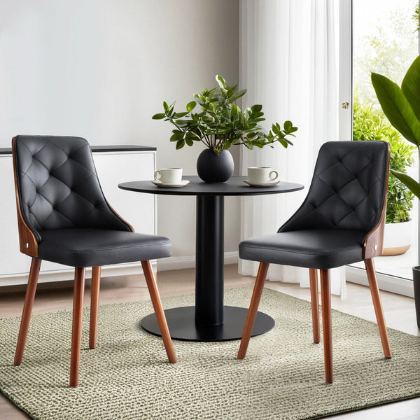 1 Set of 2 Artiss Dining Chairs Black PU Artiss