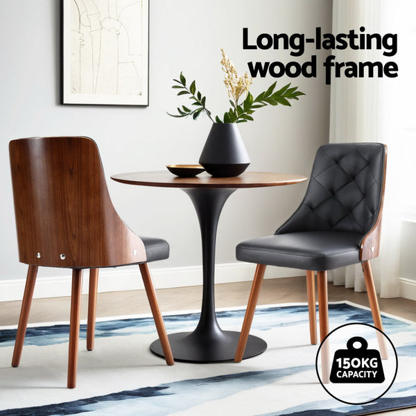 1 Set of 4 Artiss Dining Chairs Black PU Artiss