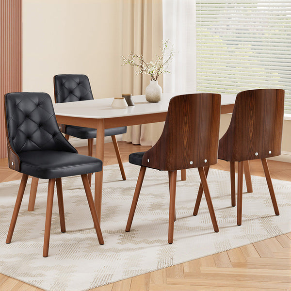 1 Set of 4 Artiss Dining Chairs Black PU Artiss