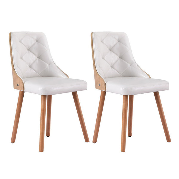 1 Set of 2 Artiss Dining Chairs White PU Artiss