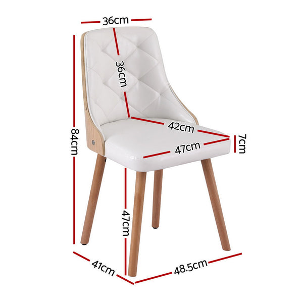 1 Set of 2 Artiss Dining Chairs White PU Artiss