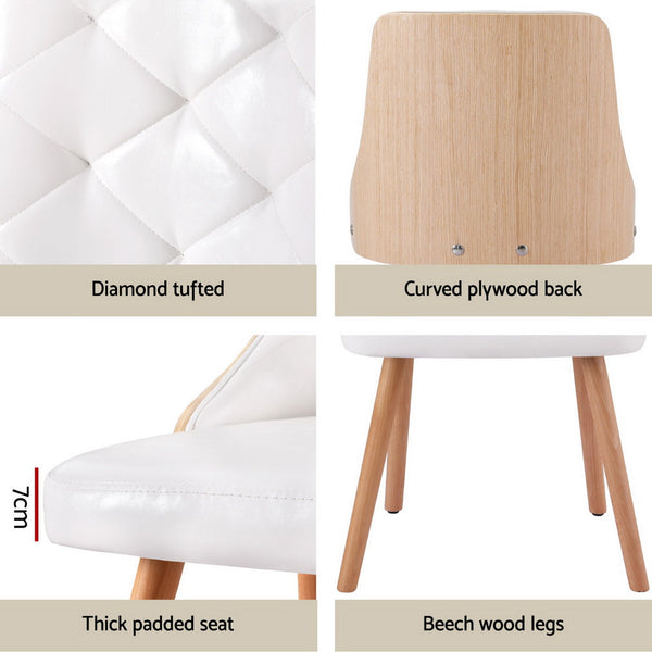 1 Set of 2 Artiss Dining Chairs White PU Artiss