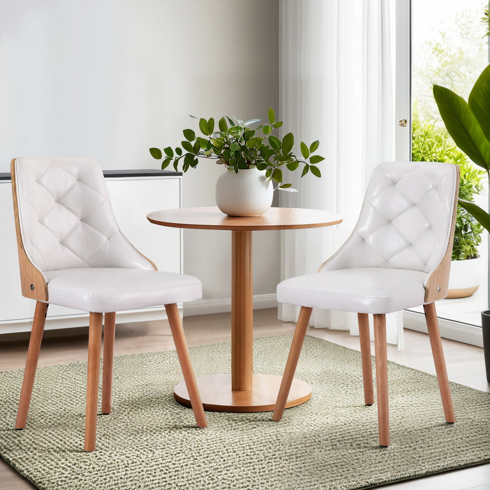 1 Set of 2 Artiss Dining Chairs White PU Artiss