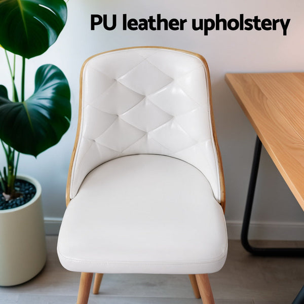 1 Set of 4 Artiss Dining Chairs White PU Artiss