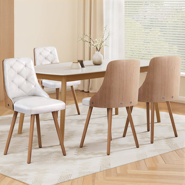 1 Set of 4 Artiss Dining Chairs White PU Artiss
