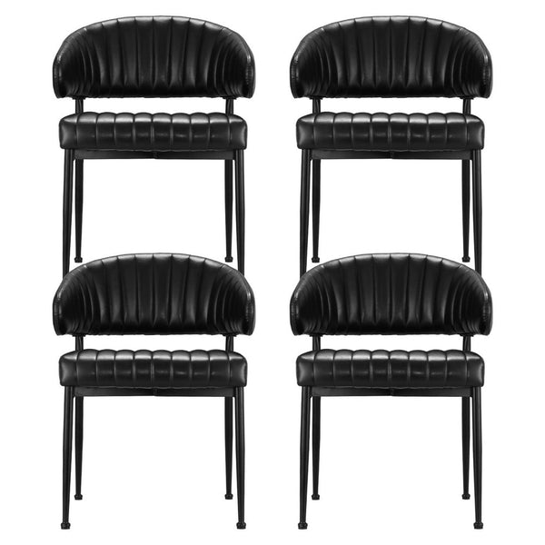 Artiss Dining Chairs Set of 4 Leather Hollow Armchair Black Artiss