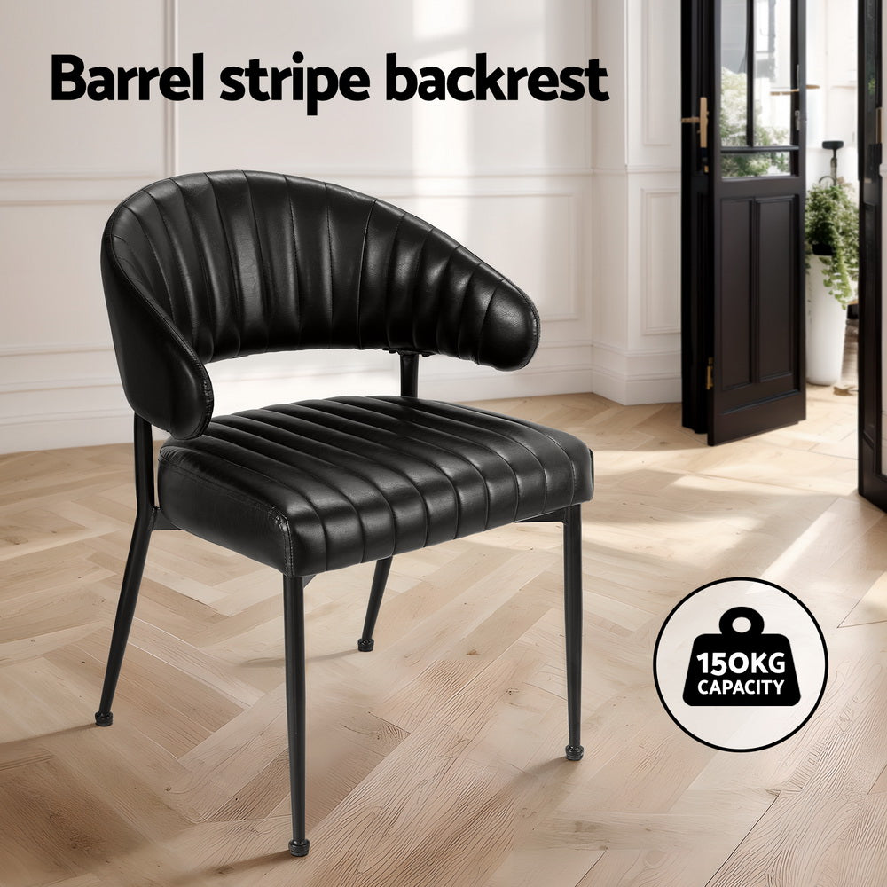 Artiss Dining Chairs Set of 4 Leather Hollow Armchair Black Artiss