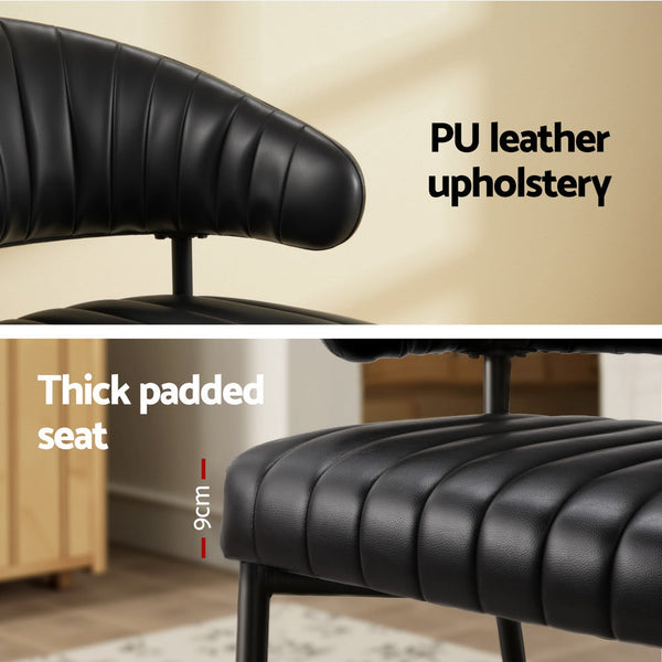 Artiss Dining Chairs Set of 4 Leather Hollow Armchair Black Artiss