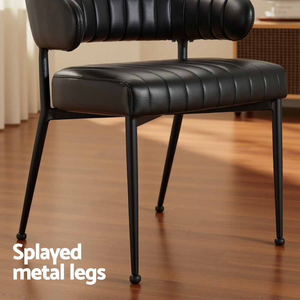 Artiss Dining Chairs Set of 4 Leather Hollow Armchair Black Artiss