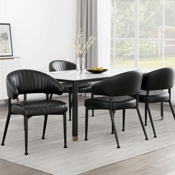 Artiss Dining Chairs Set of 4 Leather Hollow Armchair Black Artiss