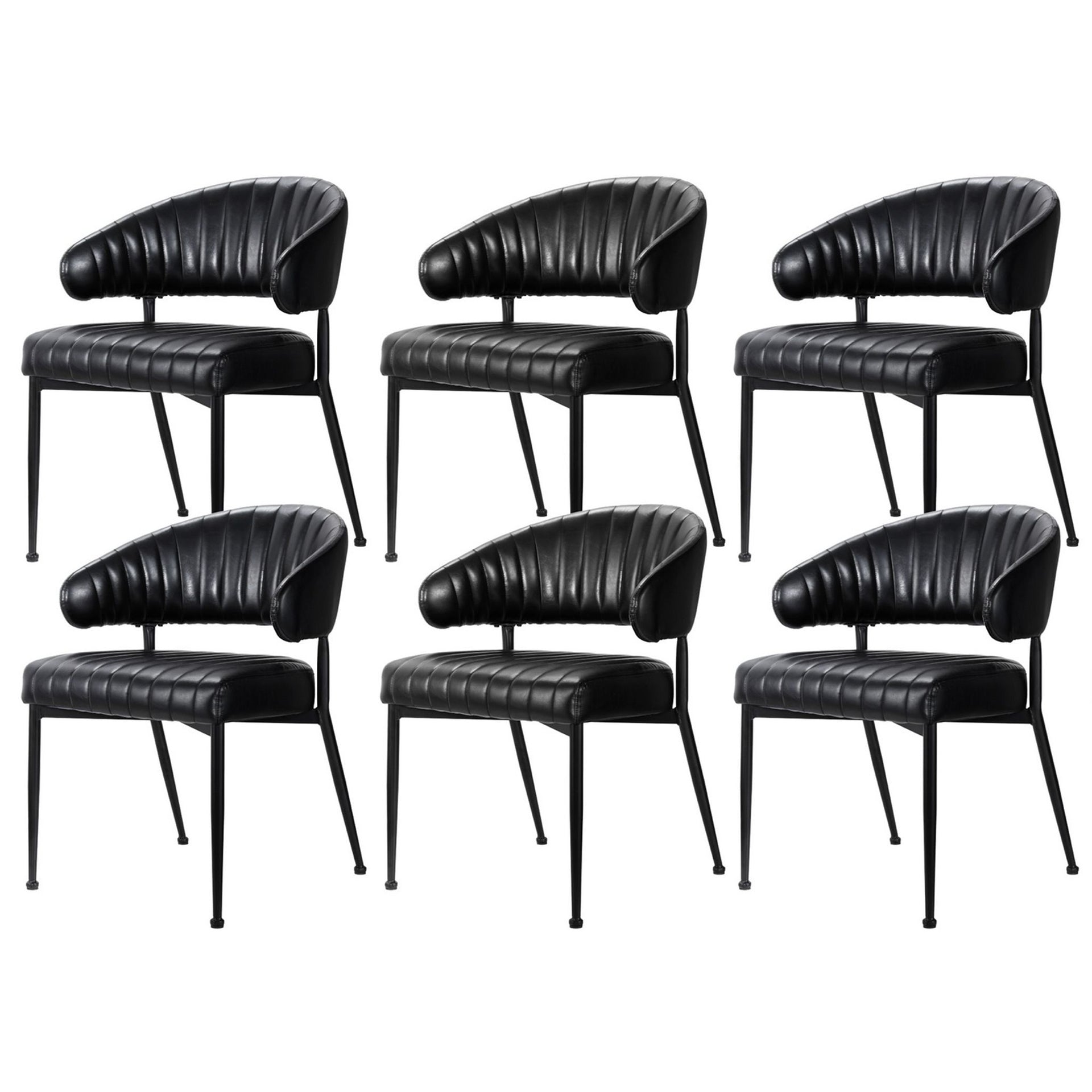 Artiss Dining Chairs Set of 6 Leather Hollow Armchair Black Awezingly