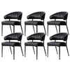 Artiss Dining Chairs Set of 6 Leather Hollow Armchair Black