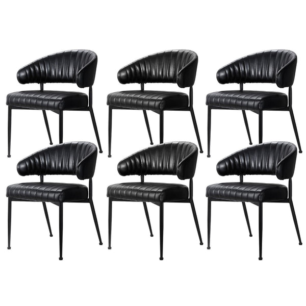 Artiss Dining Chairs Set of 6 Leather Hollow Armchair Black Awezingly