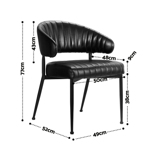 Artiss Dining Chairs Set of 6 Leather Hollow Armchair Black Awezingly