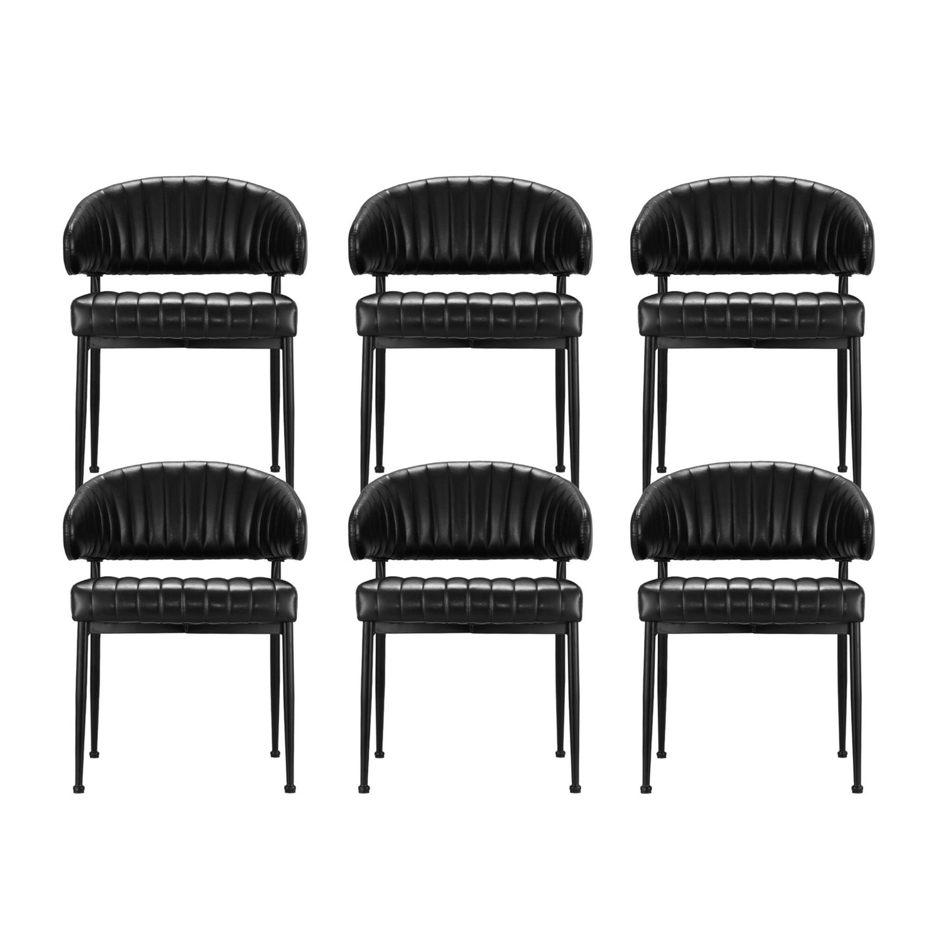 Artiss Dining Chairs Set of 6 Leather Hollow Armchair Black Awezingly
