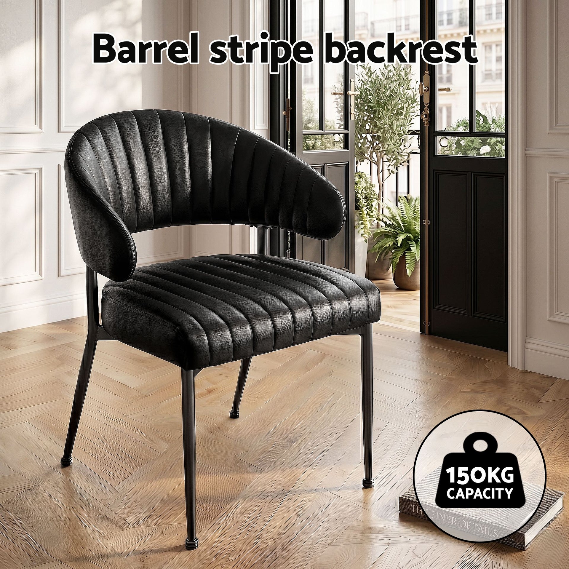 Artiss Dining Chairs Set of 6 Leather Hollow Armchair Black Awezingly